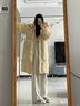 amber heey韩版大口袋白鸭绒羽绒服女2025新款中长款轻薄连帽保暖女士外套 奶黄色 S 推荐(80-125斤） 实拍图