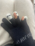 奥贝伊手套女冬季新款可爱卡通保暖防寒玩手机写字露指触屏骑车男针织潮 黑色【1双装】 实拍图