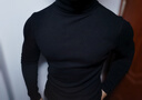 续点高领打底衫男加厚纯色棉长袖t恤男保暖弹力修身紧身卫衣男士冬季 黑色高领 加厚 M 码90-115斤左右 实拍图