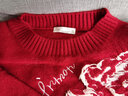 茵曼（INMAN）毛衣女图案套头毛衣2025春秋季新款女装针织上衣 红色 XL 实拍图