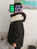 雪中飞羽绒服女中长款连帽小个子韩版休闲外套秋冬季新款保暖防寒派克服 黑色 M (160) 实拍图