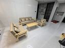 卡特波罗实木沙发客厅家用简易公寓双人位布艺沙发小户型出租房4人位组合 米咖色【送抱枕】清漆款 一人位 +两人位+三人位+茶几+边几 实拍图