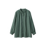 无印良品（MUJI）女式 木棉混双层纱织长袖罩衫女士衬衫衬衣外套  BC2IZC4S 烟熏绿色 M(160/84A) 实拍图