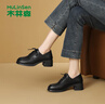 木林森乐福鞋女气质百搭妈妈鞋通勤系带小皮鞋女士单鞋 黑 37  实拍图
