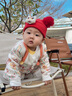 贝娜茜婴儿帽子秋冬季红色过年毛线帽6-12个月新生儿胎帽醒狮满月周岁帽 白醒狮【帽子+围脖+袜子三件套】 0个月-18个月（37-48CM） 实拍图