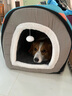 KimPets狗窝大型犬冬季保暖狗狗床可拆洗冬季猫窝封闭式狗屋冬天宠物用品 蓝灰拼接房子窝 XL号【75*50*50cm适合45斤内】 实拍图
