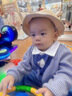 戴维贝拉（DAVE＆BELLA）男童套装儿童男婴儿一岁周岁礼服绅士婴幼儿春秋幼童男孩秋装 蓝灰格 80 cm（建议身高73-80cm） 实拍图