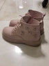 百丽童鞋冬儿童靴子中大童短靴女童加绒雪地靴保暖马丁靴 粉色34码 实拍图