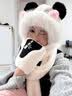 SOMUBAY熊猫毛绒帽子围巾一体女冬季骑车可爱加厚保暖围脖手套新年礼物女 熊猫三件套 均码品质款 （礼袋需联客服） 实拍图