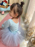 艾舞戈儿童舞蹈服女童练功服秋季可爱蓬蓬纱裙公主芭蕾舞裙幼儿演出服装 【亮片蝴蝶-四层纱】浅蓝-长袖 110 实拍图