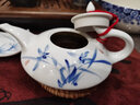 瓷都窑火景德镇白瓷手绘茶壶陶瓷家用单壶青花瓷功夫茶具普洱泡茶器礼赠 扁壶-深谷幽兰 实拍图