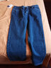 AEMAPE苹果纯棉秋冬季牛仔裤中老年高腰深裆宽松直筒爸爸装百搭加绒长裤 （厚款）A款#深蓝色 35 （2尺75） 实拍图
