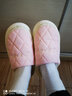 洁丽雅防水羽绒棉拖鞋男士冬季室内情侣居家保暖加绒防臭防滑棉鞋女秋冬 粉色 【1.0经典款 店长推荐】 36-37 【适合35-36码】 实拍图