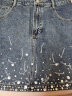 卓雅周末（JORYA weekend）卓雅2023春季新款钉珠水钻水洗牛仔A字高腰半身短裙EJWCCW06 蓝色-预售7天 M-预售7天 晒单实拍图