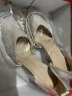 鞋柜（shoebox）达芙妮集团旗下高跟鞋女包头凉鞋夏季中空尖头单鞋一字扣带细跟 米白色 8cm 37 晒单实拍图