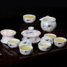 杰艺茶具泡茶器 陶瓷功夫茶具套装 简易整套青花盖碗家用白瓷茶杯茶壶 12头功夫茶具【玉影荷香】 12头 实拍图