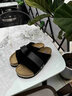 AU&MU春夏季牛皮勃肯鞋一字拖外穿男女士凉拖鞋软木厚底懒人鞋一脚蹬 G986黑色-男女款【绒面牛皮】 37 实拍图