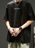 Colombass纯棉短袖t恤男夏季日系宽松ins潮牌字母印花男士休闲重磅半袖体恤 黑色(精梳棉升级款) 4XL/195(建议190-220斤） 实拍图