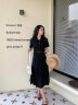 VEGA CHANG黑色连衣裙女2024年夏季新款设计感显瘦气质百褶衬衫裙子 优雅黑 L 晒单实拍图