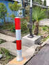 钢管警示柱镀锌红白交通固定防撞柱路障柱隔离防撞杆挡车固定立柱防撞柱 固定款镀锌立柱76*600*2.0 红白贴膜 实拍图
