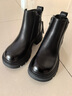 达芙妮英伦风小短靴女高跟加绒厚底粗跟女靴马丁靴4623607022 黑色 36 实拍图