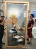 屏安吉祥现代简约中式艺术玻璃屏风隔断客厅家用遮挡入户玄关背景墙发财鹿 上门测量尺寸 实拍图