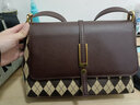 伊梵络 大容量包包女包2024新款秋冬百搭格子单肩斜挎包时尚质感小方包 咖啡色带挂件 实拍图