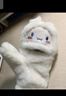 途尊手套女秋冬天可爱毛绒保暖防寒学生韩版加绒翻盖全指送女友 翻盖大白狗白色 实拍图