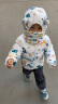 婧麒（JOYNCLEON）儿童棉服男女童装宝宝秋冬季婴儿衣服棉服加厚外出棉袄加绒外套 白色恐龙 110cm 实拍图
