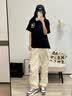 MMOPTOP潮牌重磅T恤男夏季潮流印花情侣短袖舒适休闲上衣女M0030黑色M 实拍图