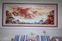 良木新中式客厅风景装饰画山水画靠山图沙发背景墙壁画鸿运当头挂画 A-鸿运当头-典雅红褐实木框 50*120CM-高清微喷SA1 实拍图