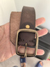 吉普（JEEP）头层纯牛皮腰带男青年手工皮带真皮针扣简约复古裤带潮休闲父亲节 1046【高端铜扣】咖色 115cm 实拍图