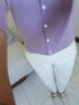 欧莎（OSA）薄款落日橘假两件短款针织毛衣内搭打底上衣女 紫色 M 晒单实拍图