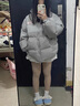 黑盒白美式潮牌立领印花棉服男装冬季棉袄加厚保暖面包服情侣棉衣男外套 SRDD-W233灰色 XL 【建议120-140斤】 实拍图