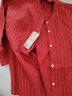 无印良品（MUJI）女式 麻 水洗 立领 七分袖罩衫女士汉麻衬衫衬衣夏季款 BC2JJA4S 红色条纹 L （165/88A） 晒单实拍图