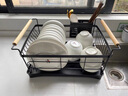 帅仕厨房碗碟置物架304不锈钢碗架沥水架碗碟收纳架碗篮筷子筒台面 【黑带橡木把手】带筷子筒 实拍图