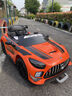 携手奔驰儿童电动车四轮可坐人婴幼儿遥控摇摆男女小孩子宝宝玩具汽车 旗舰橙+四驱+软轮+摇摆+皮座 实拍图