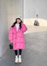 G.DUCKKIDS童装女童羽绒服冬季2023新款儿童外套白鸭绒中长款连帽衣服小女孩 星星玫红色【高品质棉服】 160 尺码13~14岁【150-160cm】 实拍图