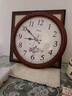 汉时（Hense） 钟表14英寸实木挂钟欧式时尚挂表创意客厅时钟挂墙石英钟表HW17 棕色印花14寸 实拍图