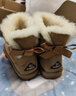 EVERAU BOW星球女士经典单蝴蝶结款迷你雪地靴皮毛一体短筒女靴丨EA3005 栗色 35 实拍图