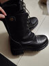 意尔康女靴厚底百搭加绒马丁靴女复古英伦风短靴 14738W黑色36 实拍图