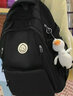 双星书包初中女背包高中大学生男双肩包大容量校园风简约运动百搭耐磨 黑色（带鸭子挂件） 实拍图