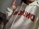 迪伽达连帽加绒卫衣男秋冬美式简约字母印花宽松设计感抽绳基础百搭外套 CXS-LM259浅灰【加绒】 XL 实拍图