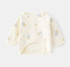琼帕婴儿衣服新生半背内衣服无骨纯棉春秋款魔术贴睡衣满月服宝宝上衣 米色(绿青蛙造型半背) 52 cm 实拍图