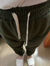 雅鹿裤子男春秋季薄款港风修身男士宽松束脚运动长裤大码工装休闲裤男 绿色【加绒款】 加绒 XL 【建议体重120-140斤】 实拍图