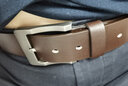 罗蒙2025新款男士针扣皮带男真皮腰带青年中年商务休闲牛皮牛仔裤腰带 啡色 【带打孔工具】 实拍图