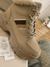 达芙妮雪地靴女厚底东北棉鞋加绒保暖增高休闲百搭显瘦高帮老爹鞋女鞋子 4022607206 卡其色 40  实拍图