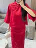 兰卡·罗妮中式旗袍敬酒服新娘酒红色小个子结婚订婚礼服连衣裙平时可穿甜美 酒红色 M 实拍图