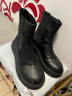 Bella Lily靴子女士短靴切尔西靴黑色牛皮2023冬季新款洋气后拉链中筒靴真皮 黑色 38 实拍图