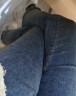 真维斯（JEANSWEST）牛仔裤女2025夏季高腰弹力垂坠感九分烟管裤开叉小个子复古蓝XL 实拍图